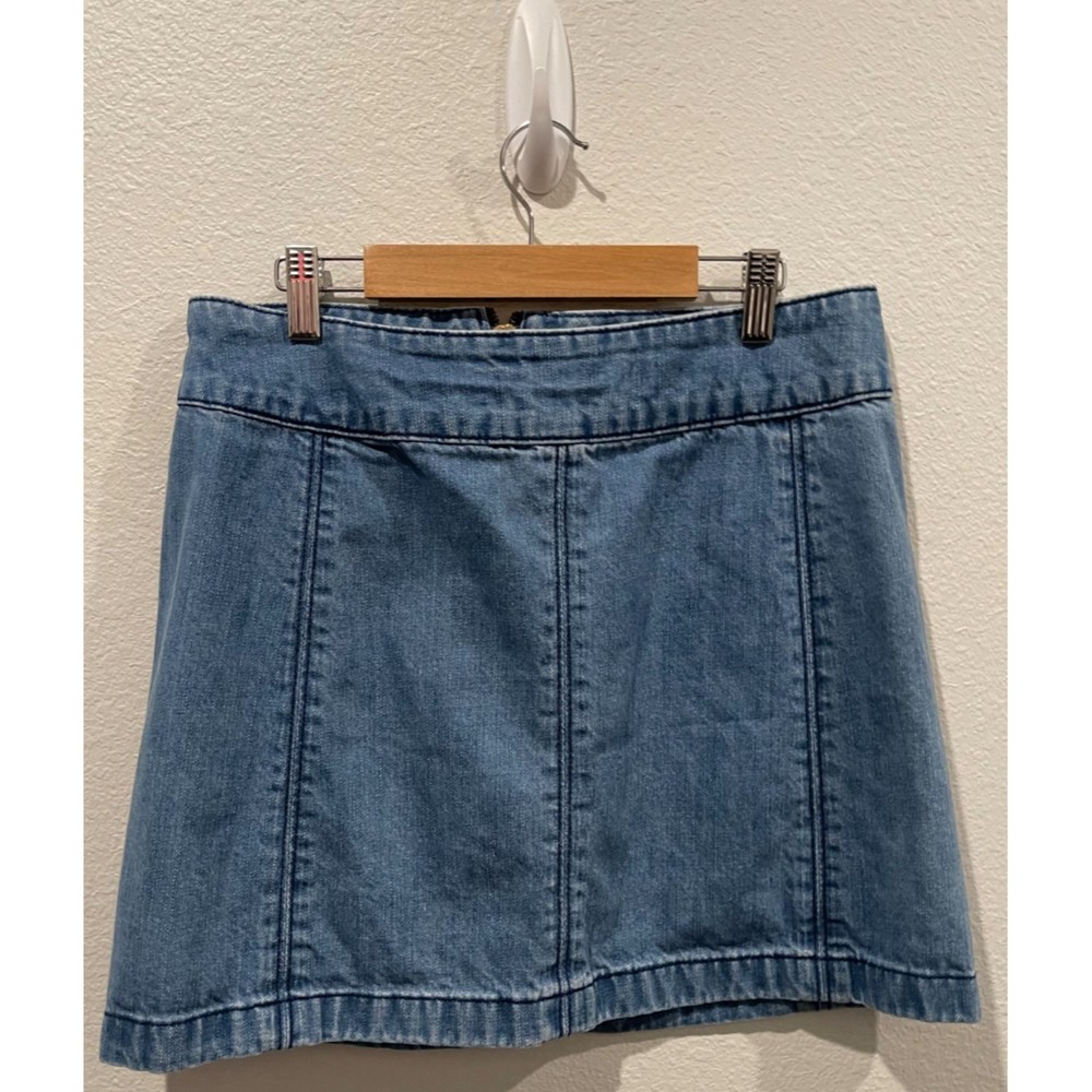 FREE PEOPLE A-Line Zip Denim Mini Skirt